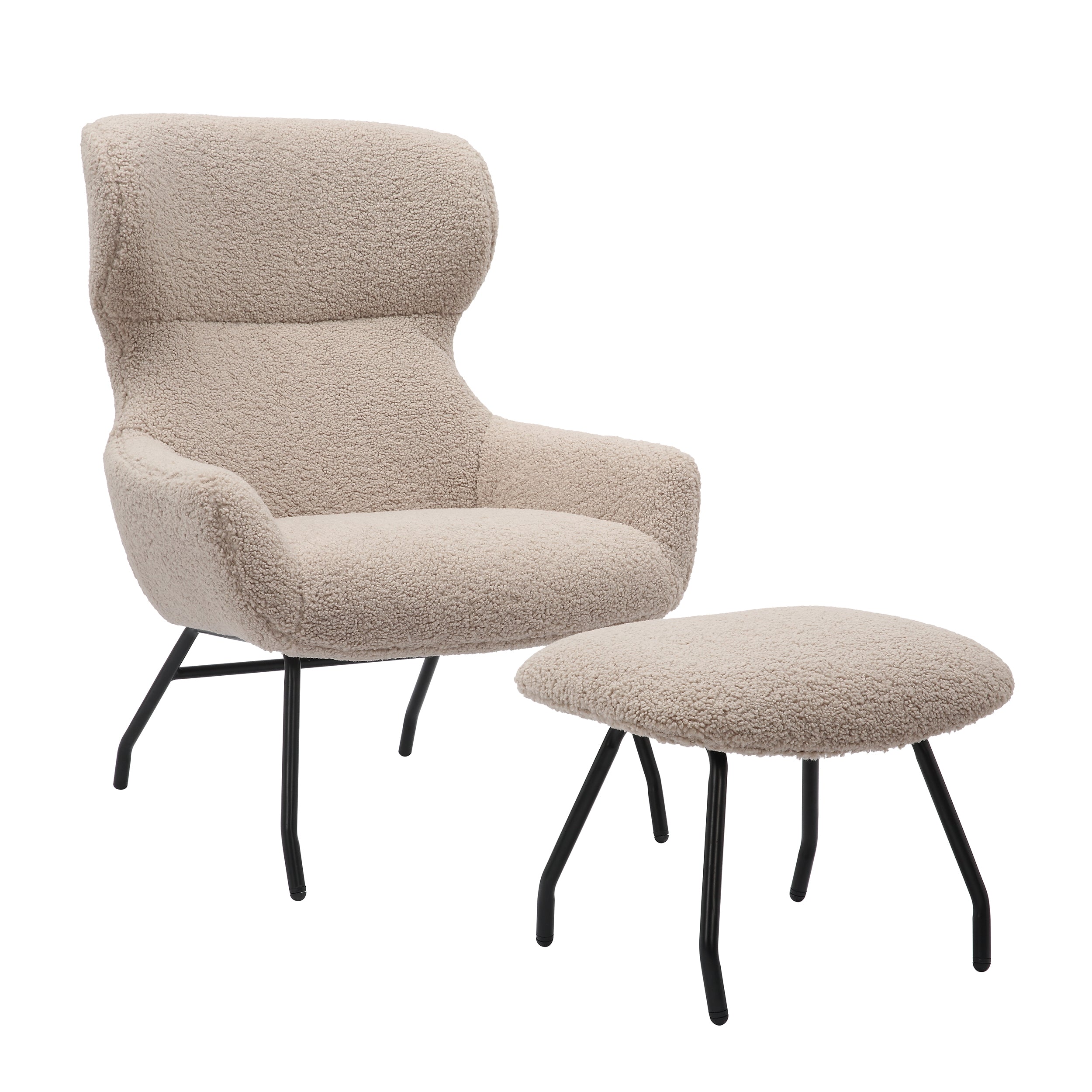 Sales Fever - Sessel und Hocker Set Teddyfell Taupe