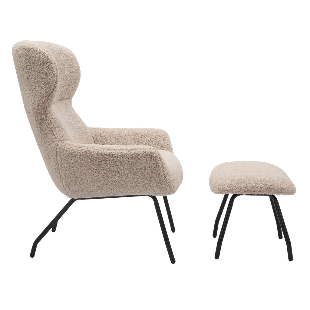 Sales Fever - Sessel und Hocker Set Teddyfell Taupe