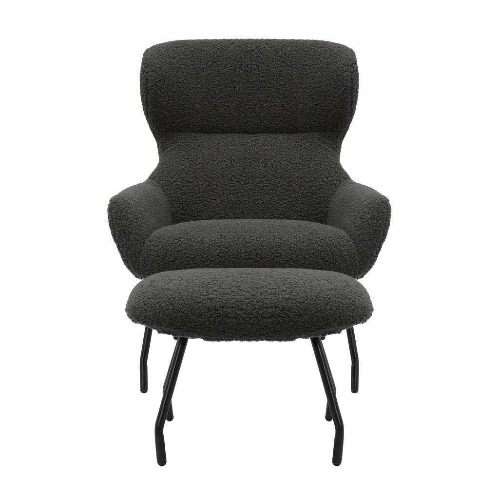 Sales Fever - Sessel und Hocker Set Teddyfell Anthrazit