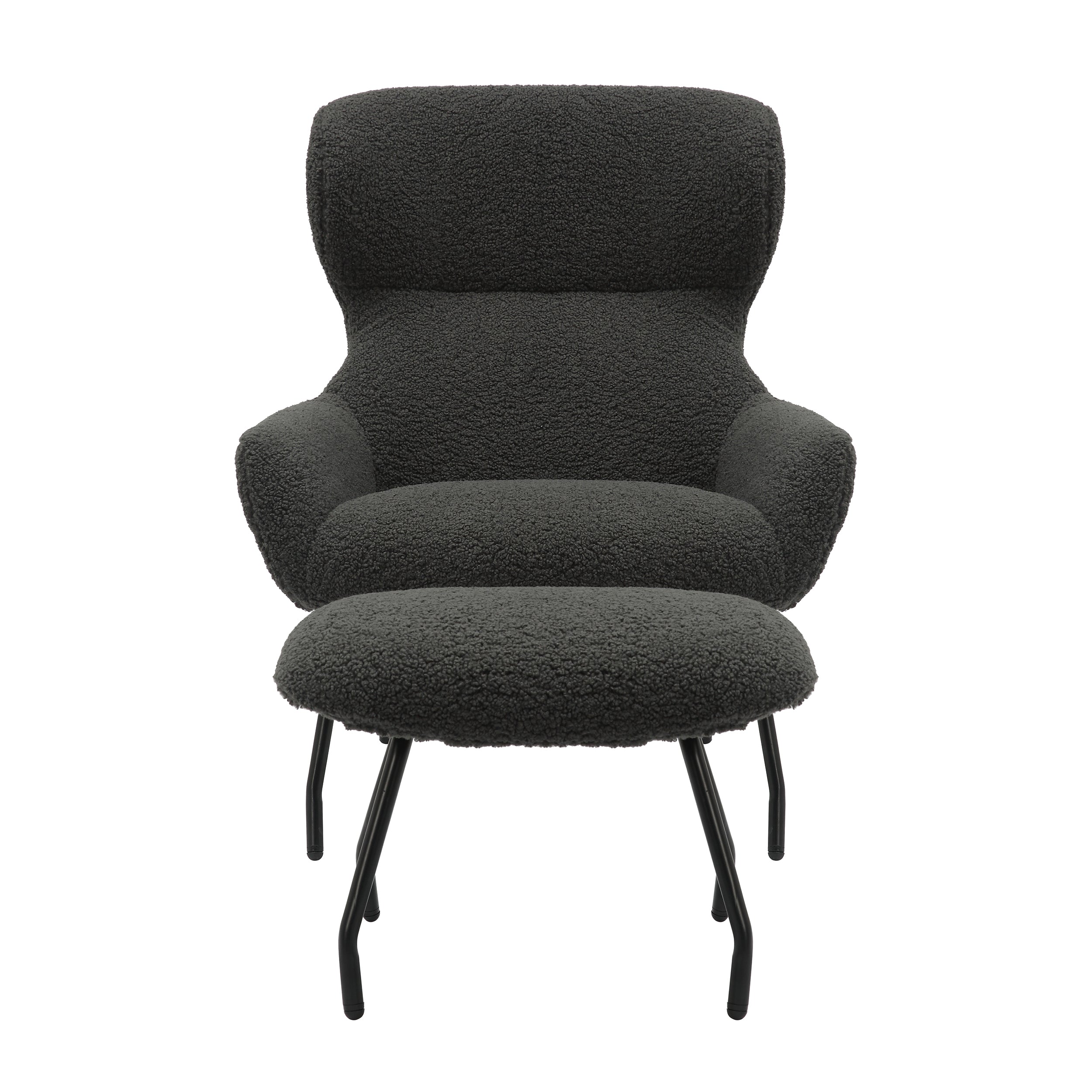 Sales Fever - Sessel und Hocker Set Teddyfell Anthrazit