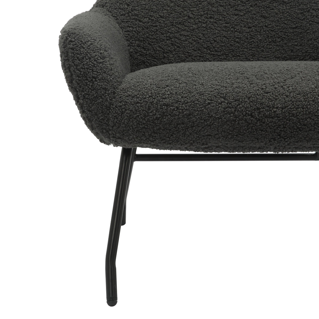 Sales Fever - Sessel und Hocker Set Teddyfell Anthrazit