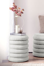Sales Fever - Bouclé Sitzhocker Ø38 cm Weiß