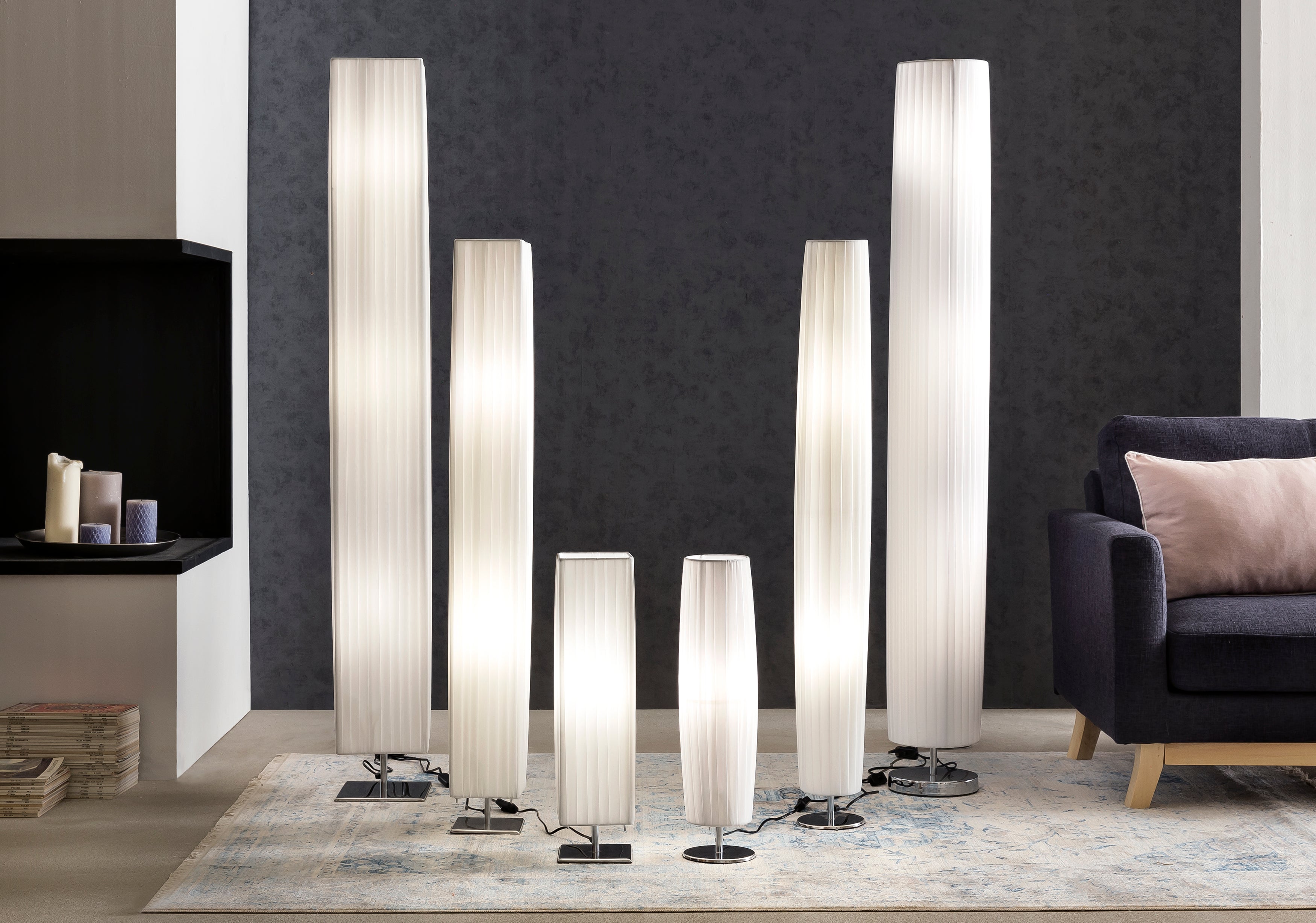 Sales Fever - Tischlampe 60 cm eckig weiß chrom
