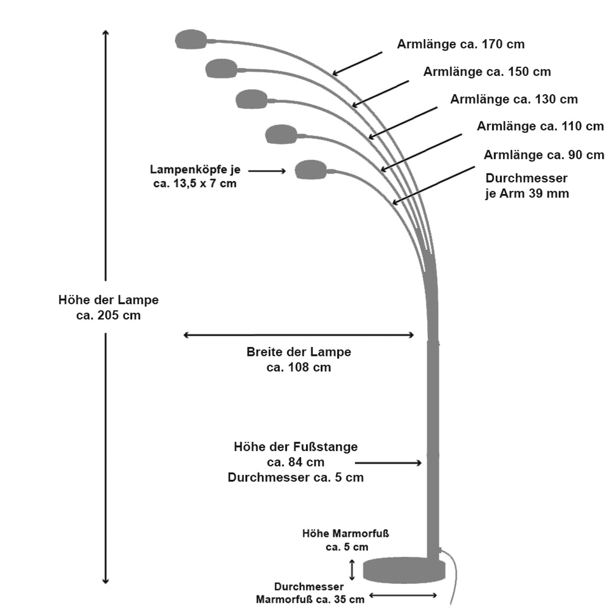 Sales Fever - Five Fingers 210 cm weiß Glas, Marmor