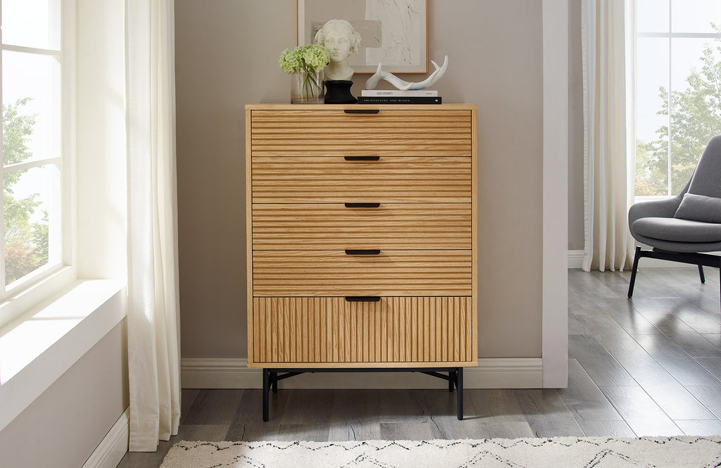 Sales Fever - Kommode hoch 80 cm Eiche Echtholzfurnier
