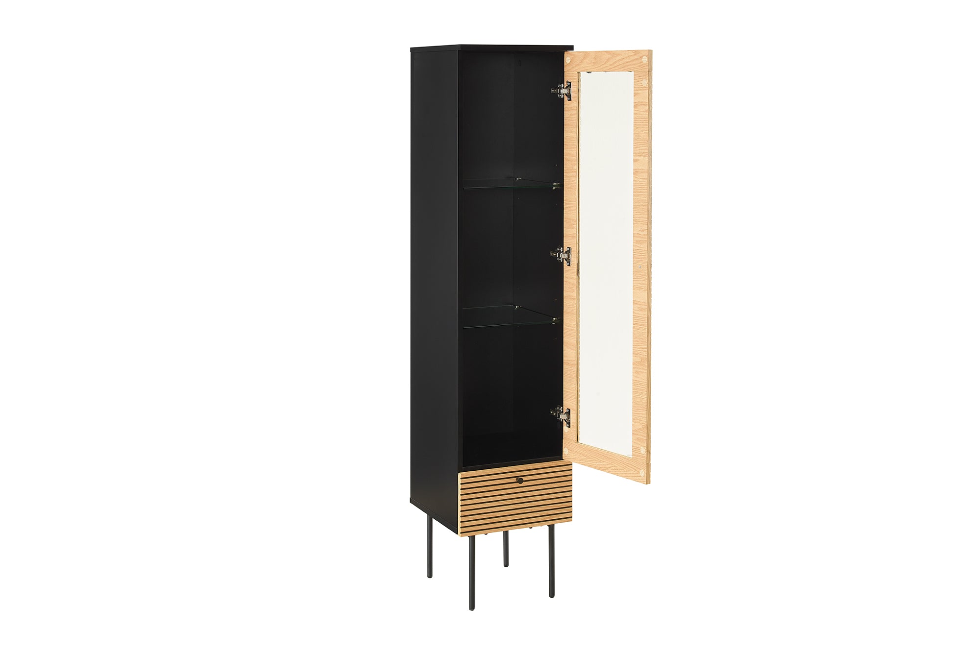 Sales Fever - Vitrine 1-türig Eiche Echtholzfurnier