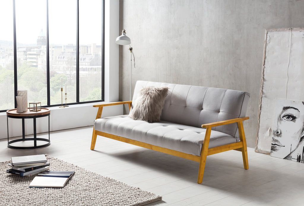 Sales Fever - Schlafsofa 190x85x81 cm hellgrau Webstoff