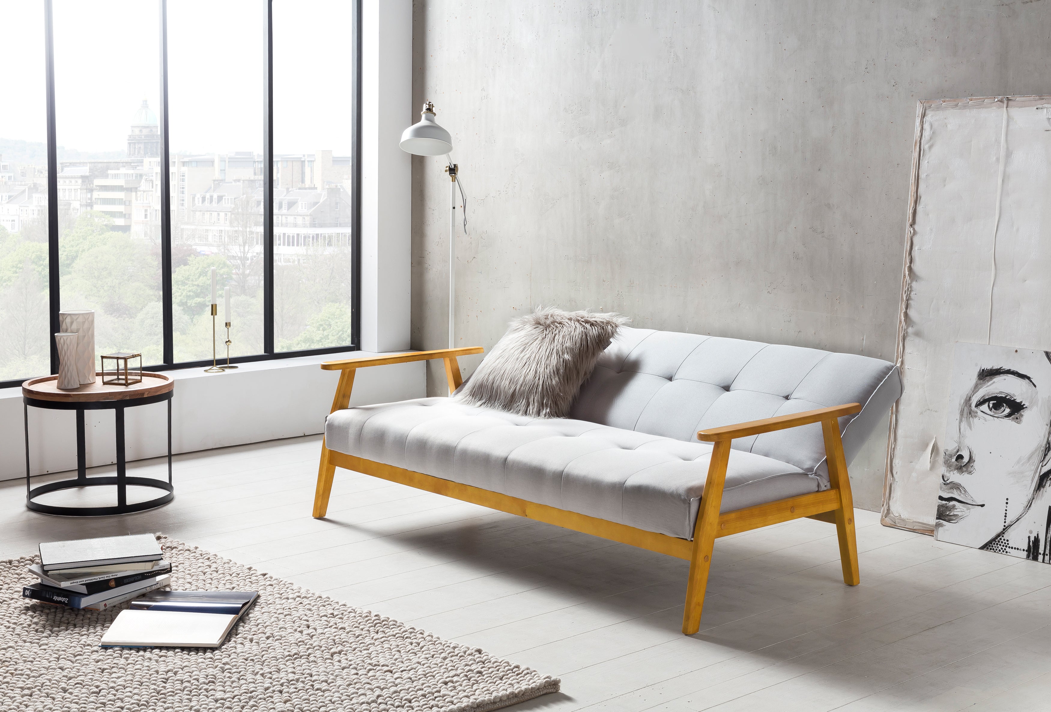 Sales Fever - Schlafsofa 190x85x81 cm hellgrau Webstoff