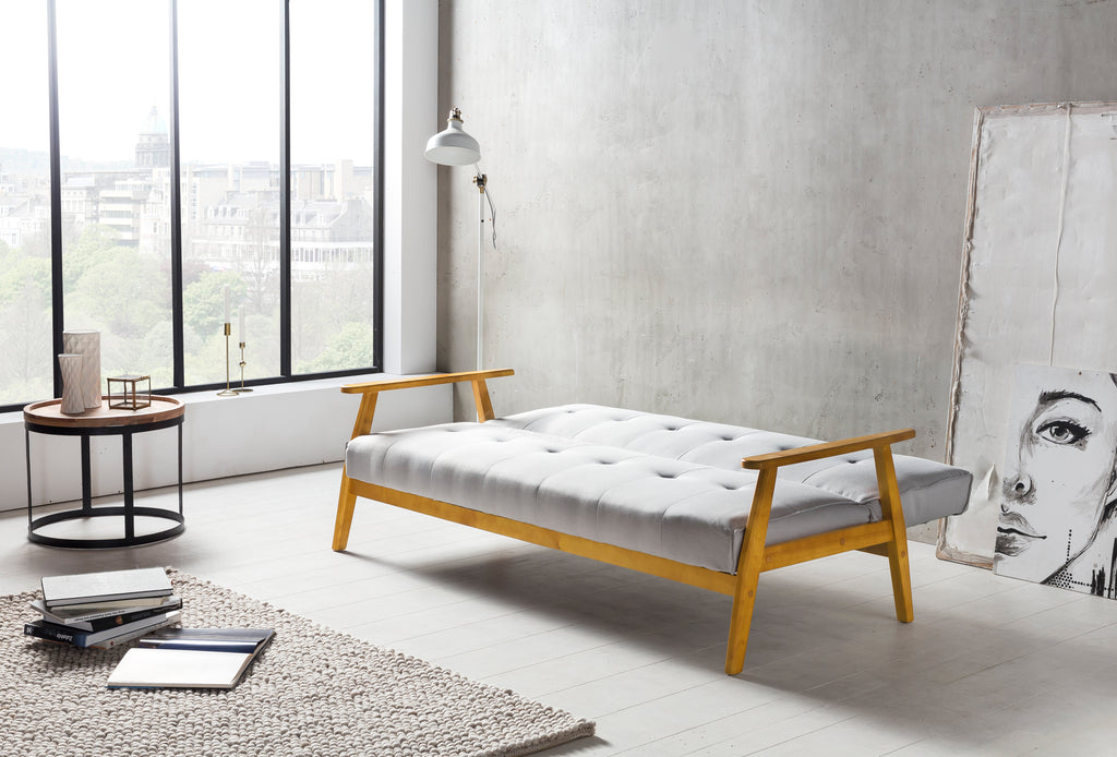 Sales Fever - Schlafsofa 190x85x81 cm hellgrau Webstoff