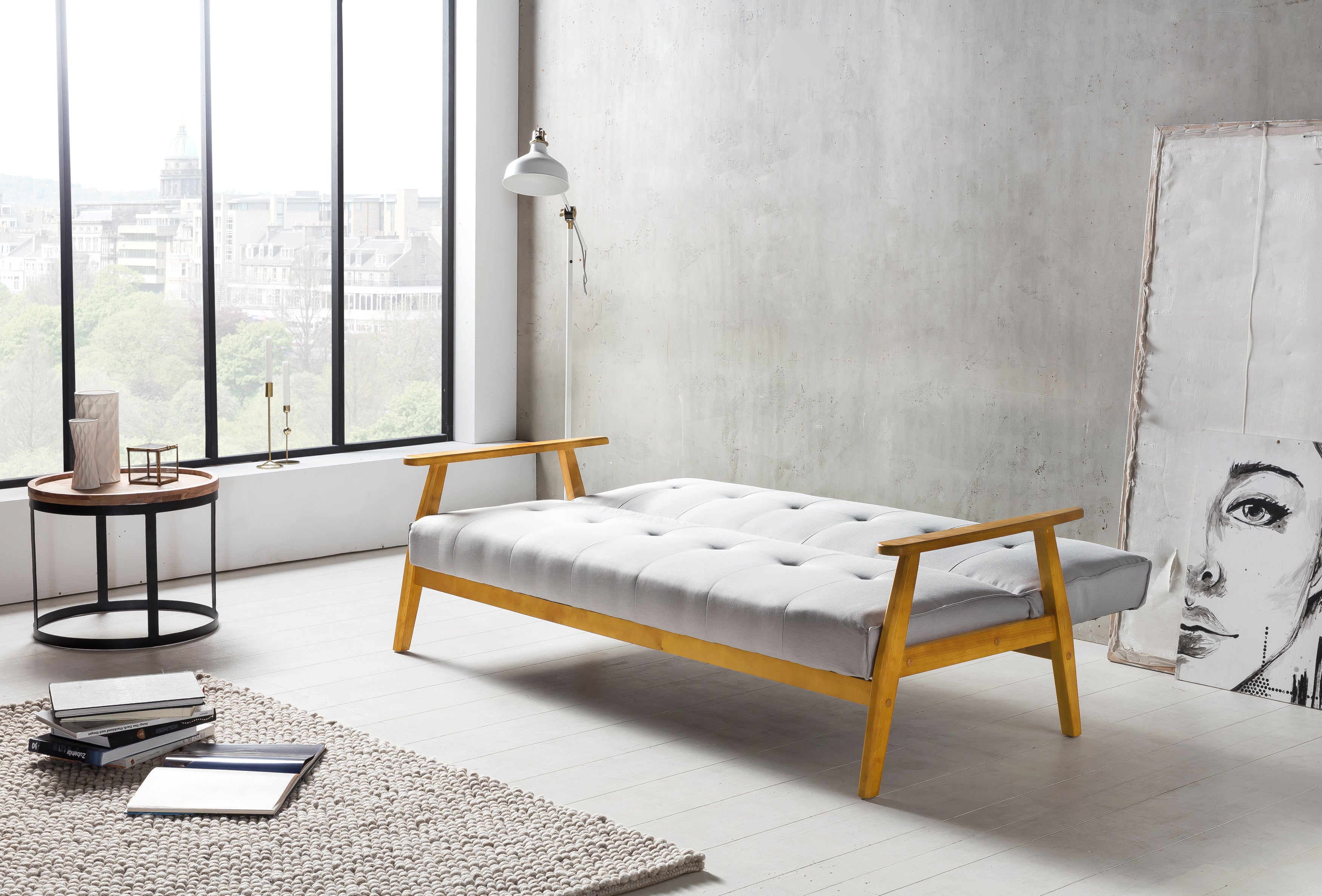 Sales Fever - Schlafsofa 190x85x81 cm hellgrau Webstoff