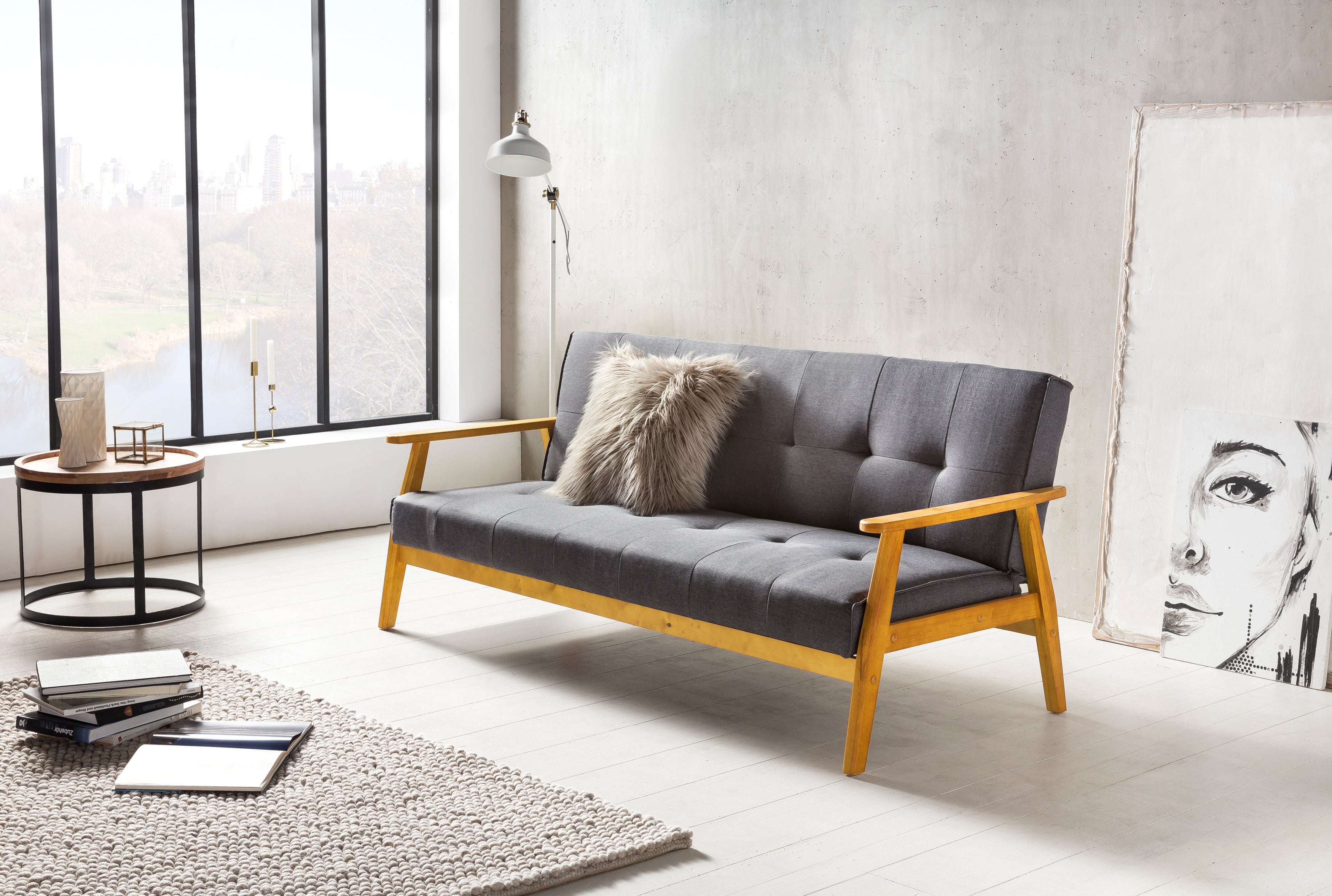 Sales Fever - Schlafsofa 190x85x81 cm dunkelgrau Webstoff