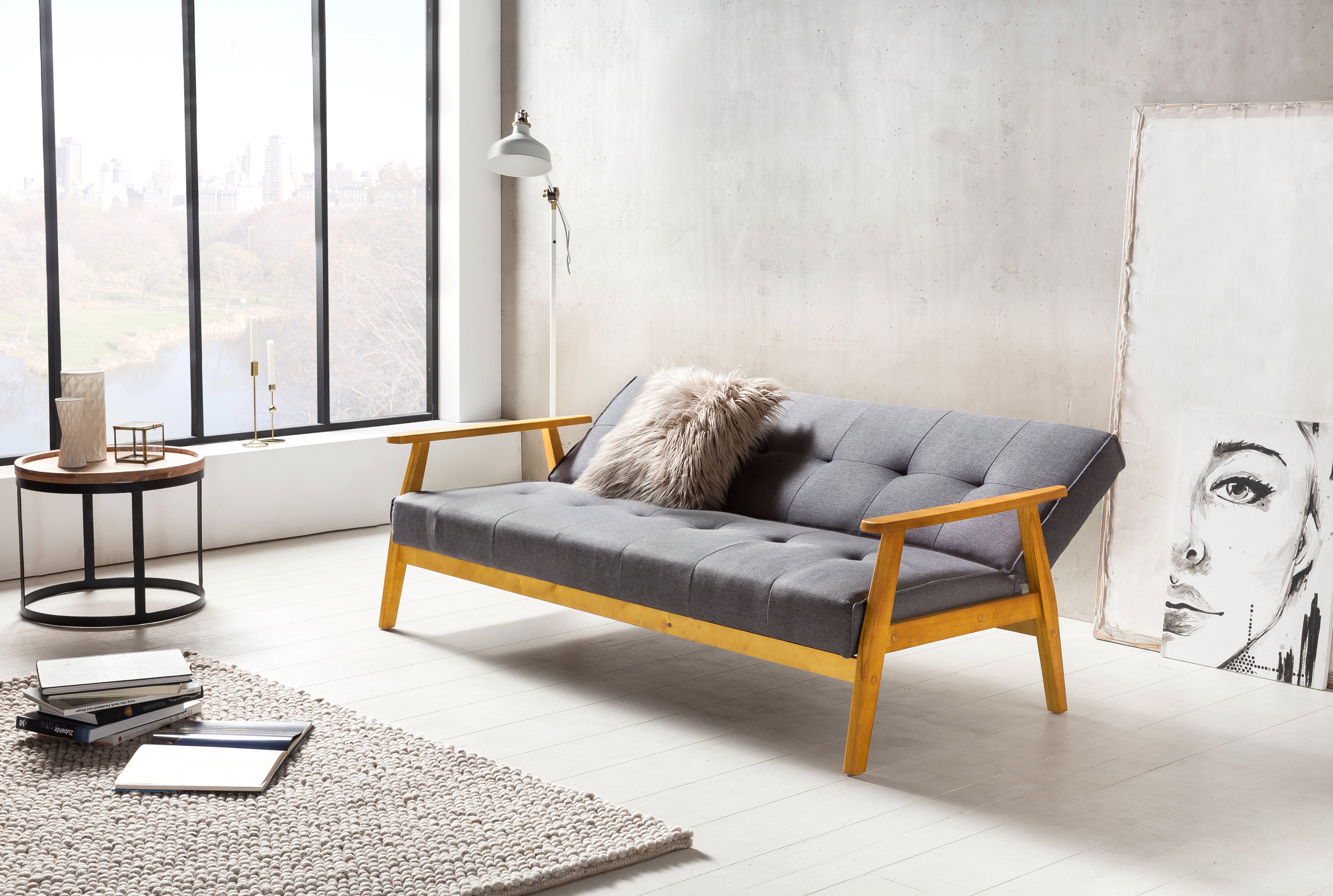 Sales Fever - Schlafsofa 190x85x81 cm dunkelgrau Webstoff