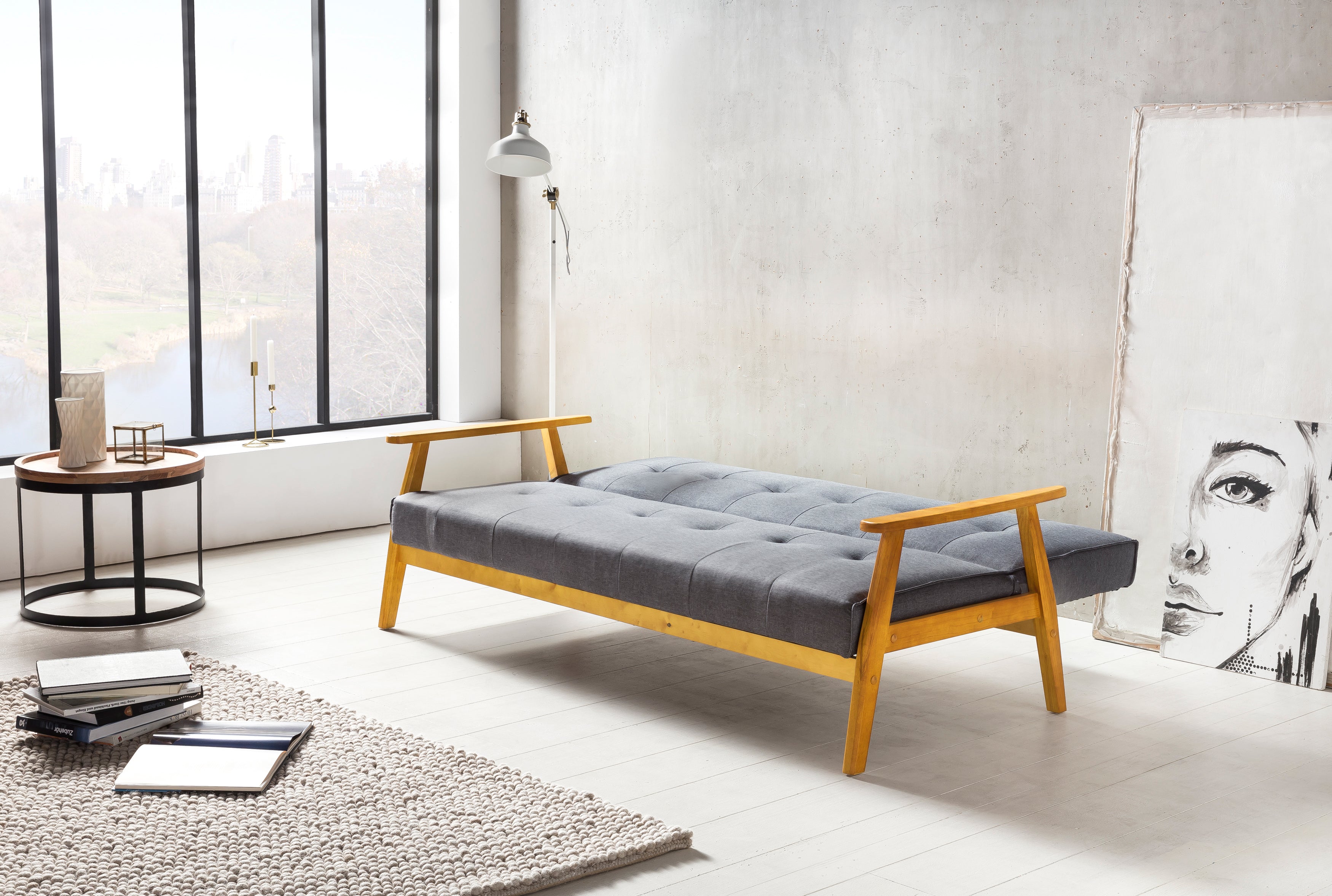 Sales Fever - Schlafsofa 190x85x81 cm dunkelgrau Webstoff