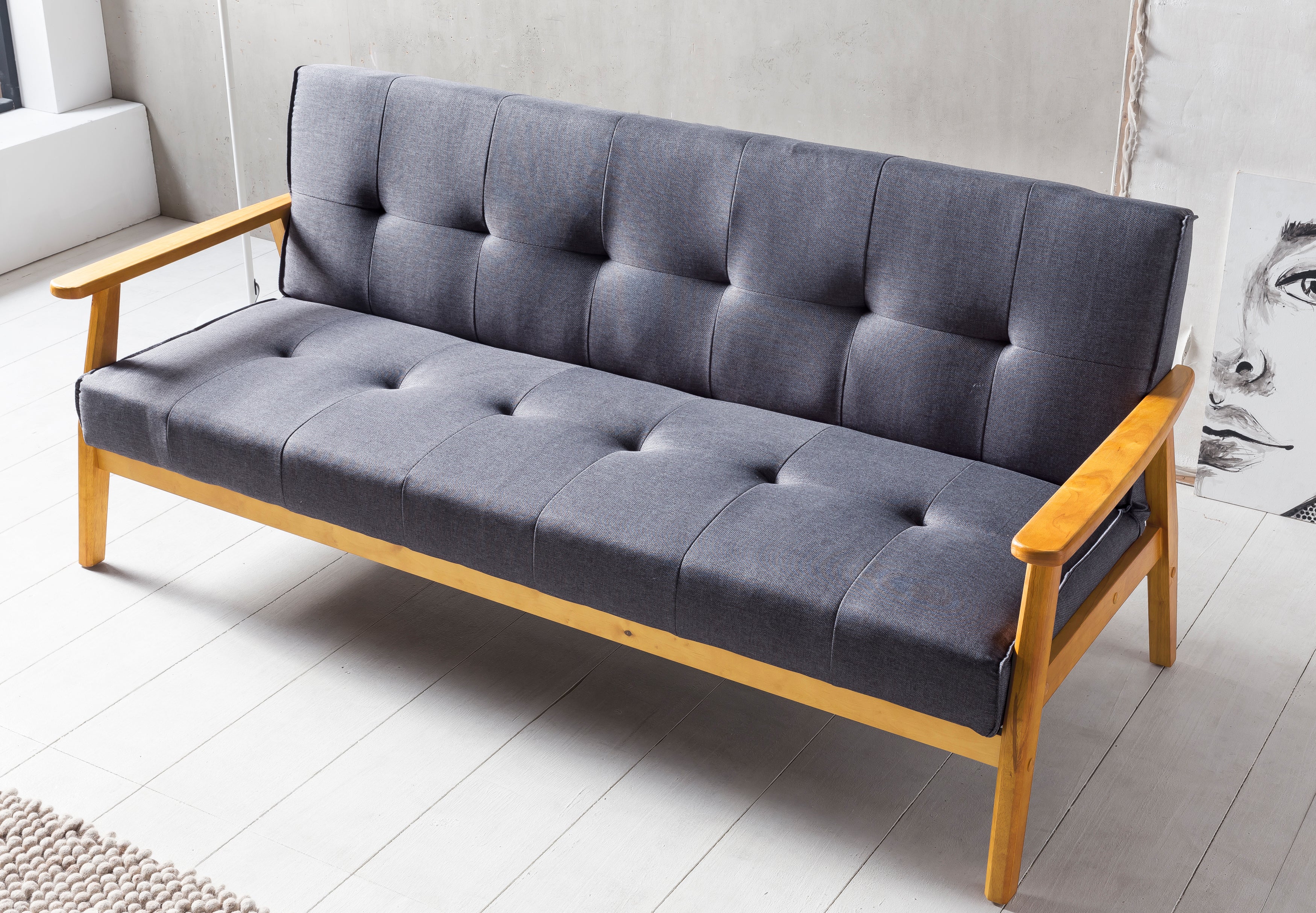 Sales Fever - Schlafsofa 190x85x81 cm dunkelgrau Webstoff