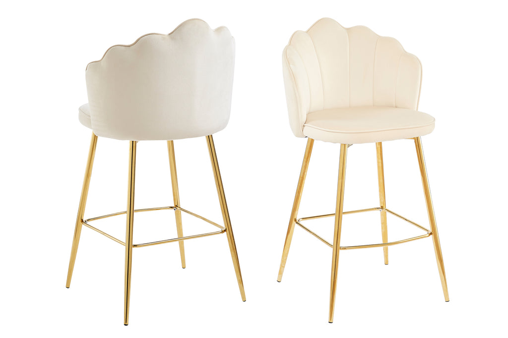 Sales Fever - Barhocker Muscheldesign 2er Set aus Samt Beige