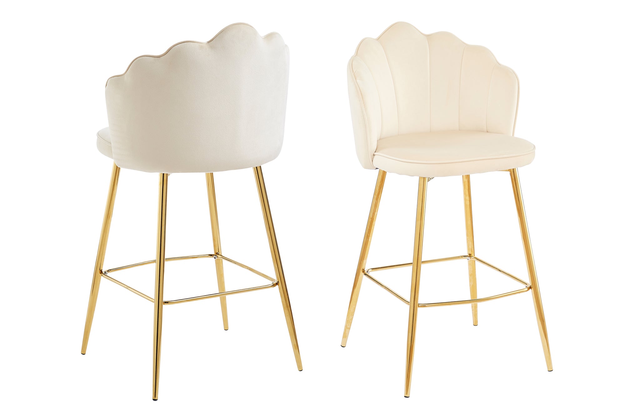 Sales Fever - Barhocker Muscheldesign 2er Set aus Samt Beige