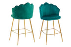 Sales Fever - Barhocker Muscheldesign 2er Set aus Samt Grün