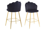 Sales Fever - Barhocker Muscheldesign 2er Set aus Samt Schwarz