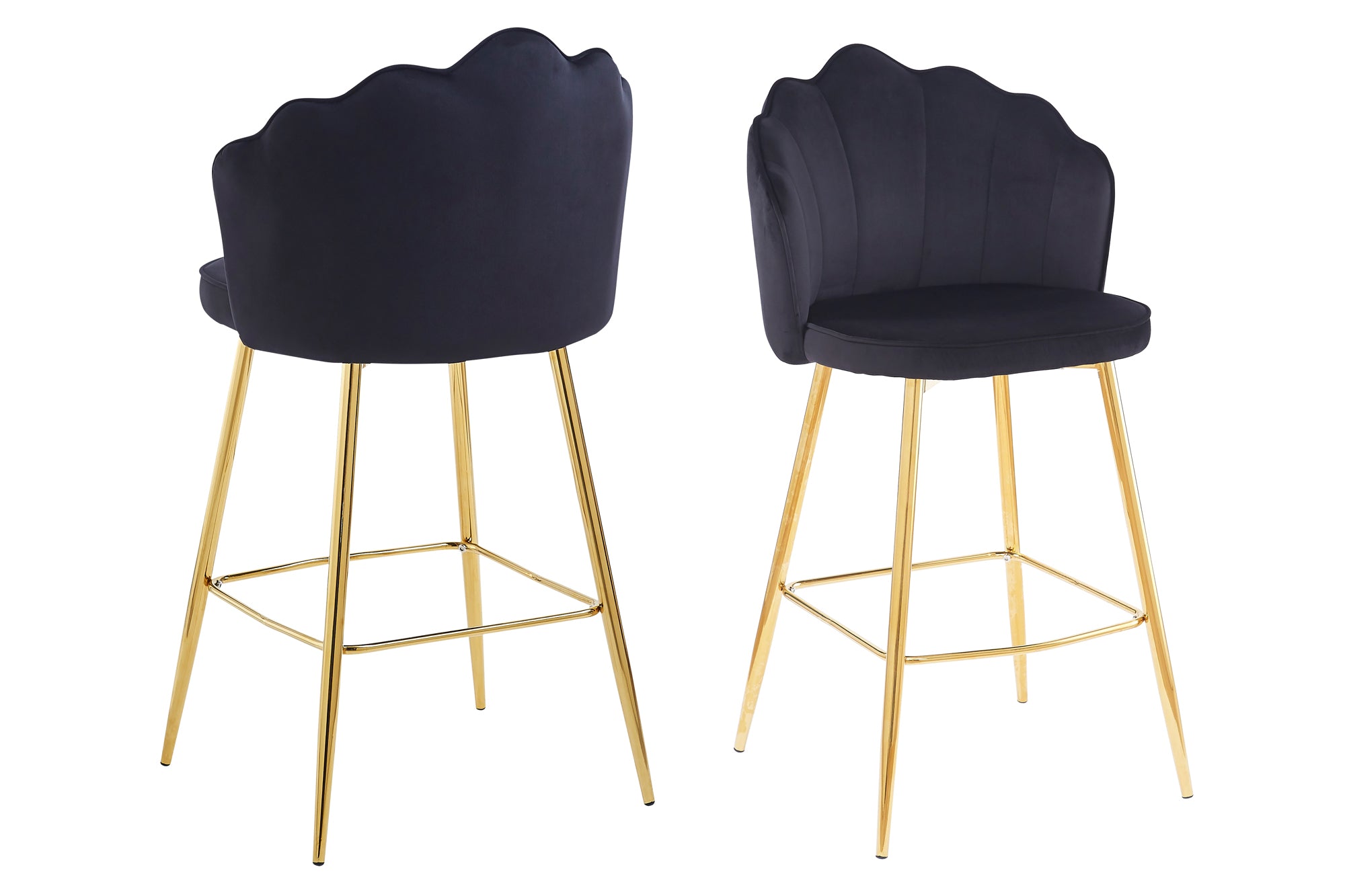 Sales Fever - Barhocker Muscheldesign 2er Set aus Samt Schwarz