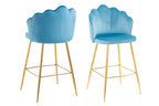 Sales Fever - Barhocker Muscheldesign 2er Set aus Samt Blau