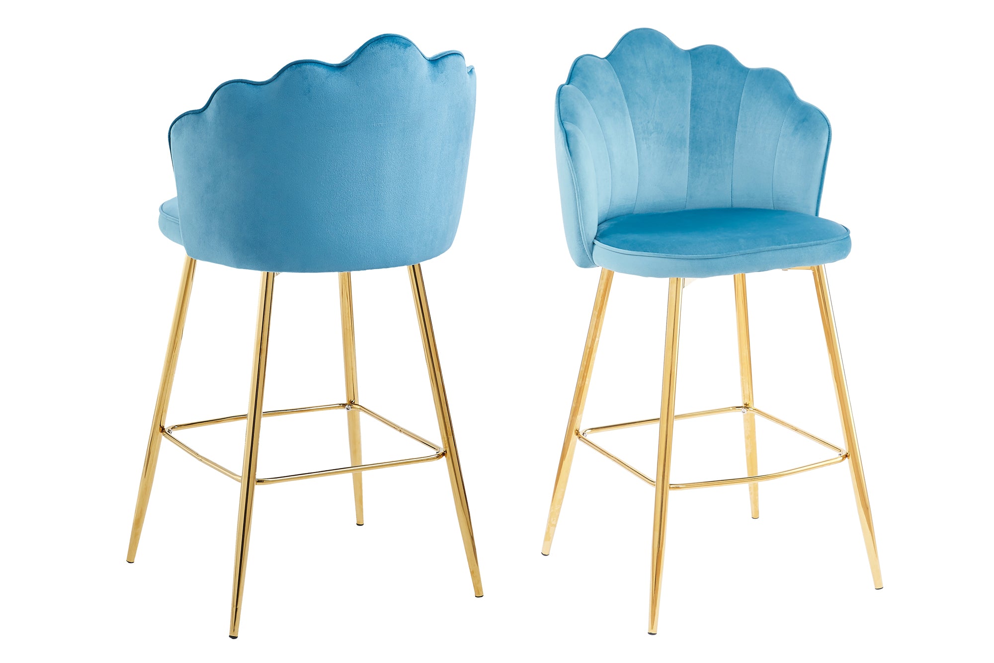 Sales Fever - Barhocker Muscheldesign 2er Set aus Samt Blau