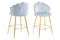 Sales Fever - Barhocker Muscheldesign 2er Set aus Samt Hellgrau