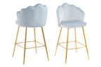 Sales Fever - Barhocker Muscheldesign 2er Set aus Samt Hellgrau