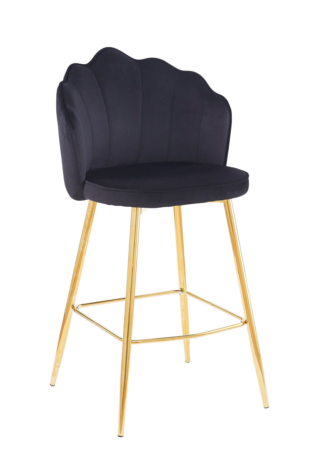 Sales Fever - Barhocker Muscheldesign 2er Set aus Samt Schwarz