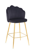 Sales Fever - Barhocker Muscheldesign 2er Set aus Samt Schwarz
