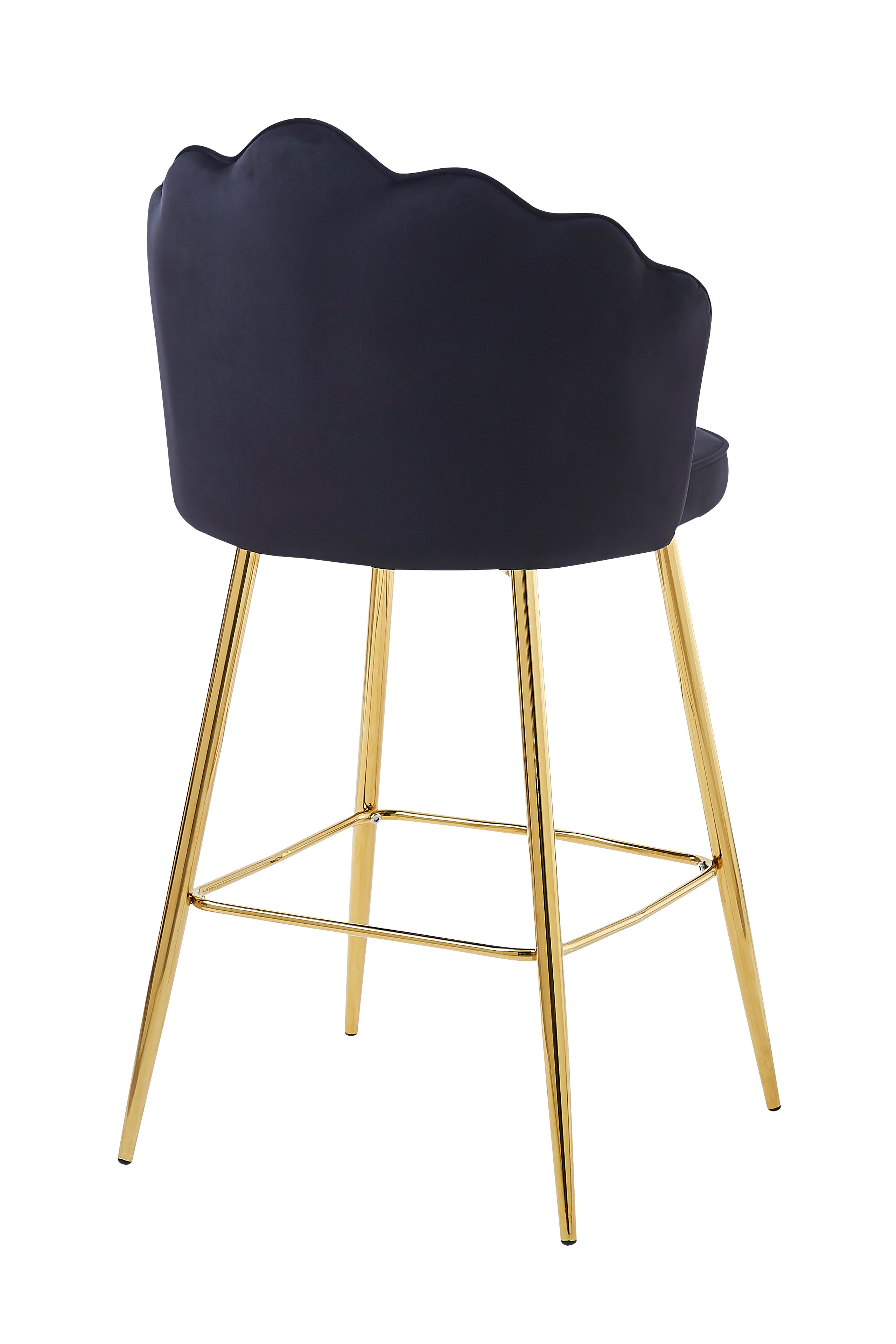 Sales Fever - Barhocker Muscheldesign 2er Set aus Samt Schwarz