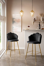 Sales Fever - Barhocker Muscheldesign 2er Set aus Samt Schwarz