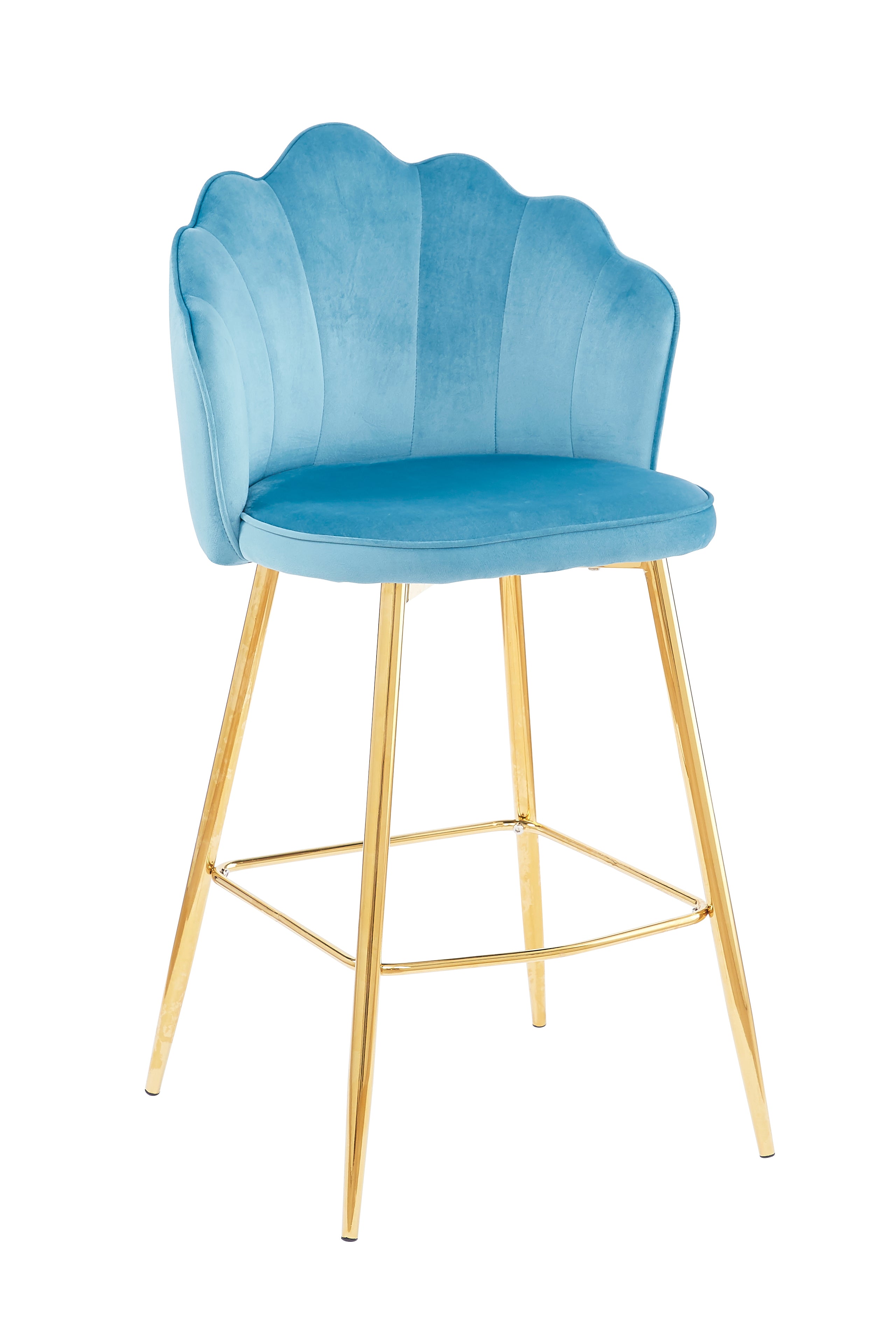 Sales Fever - Barhocker Muscheldesign 2er Set aus Samt Blau