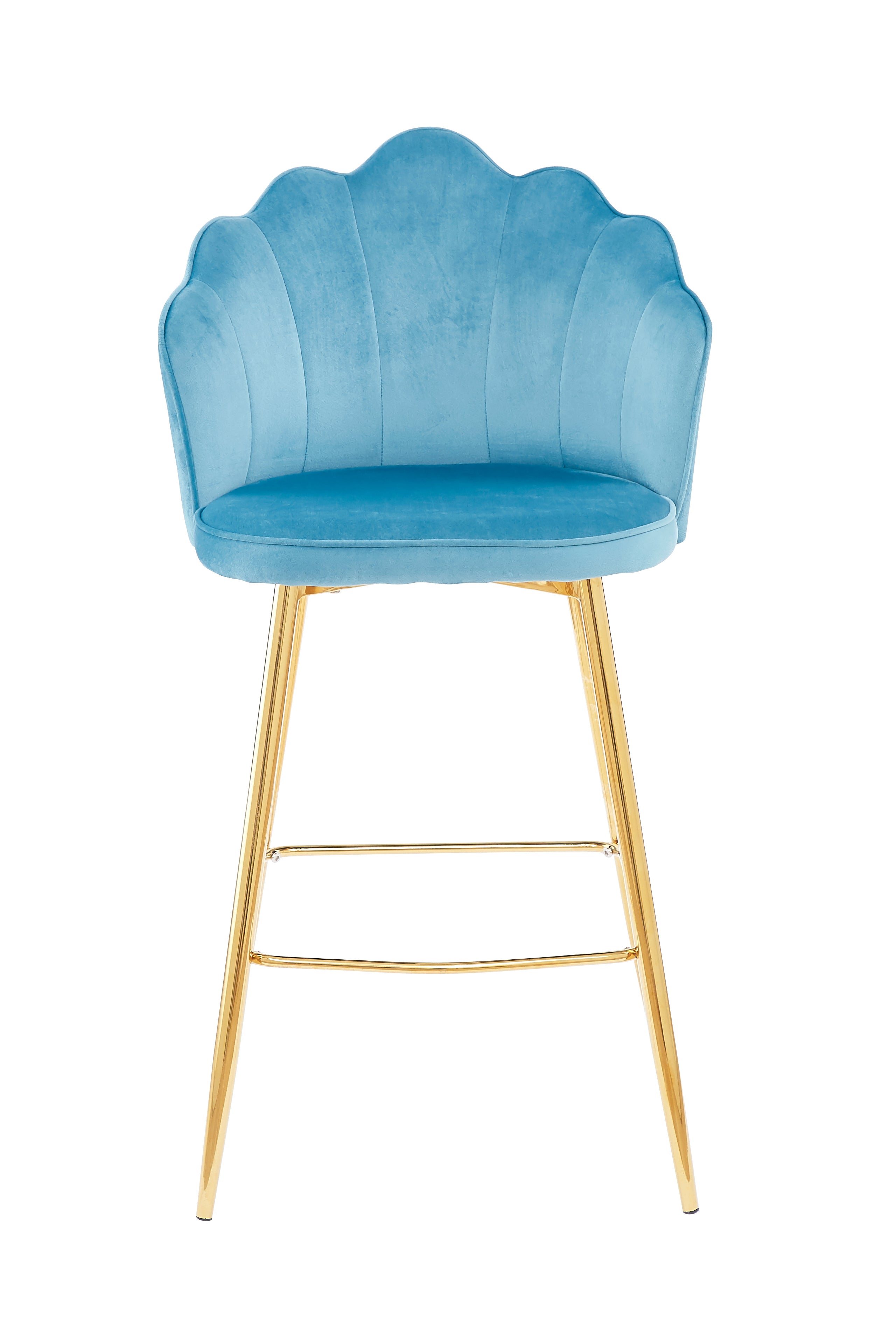 Sales Fever - Barhocker Muscheldesign 2er Set aus Samt Blau