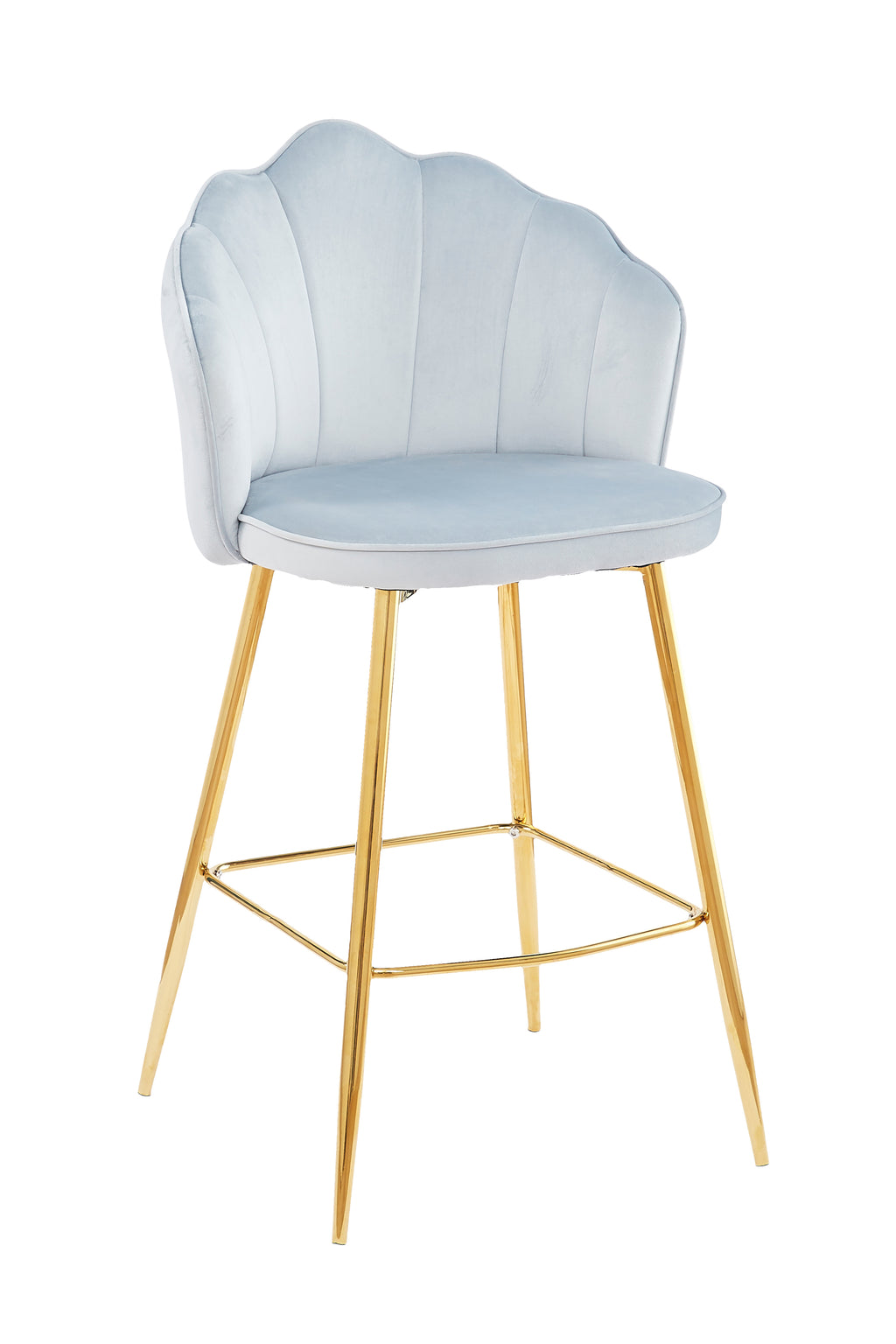Sales Fever - Barhocker Muscheldesign 2er Set aus Samt Hellgrau