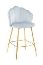 Sales Fever - Barhocker Muscheldesign 2er Set aus Samt Hellgrau