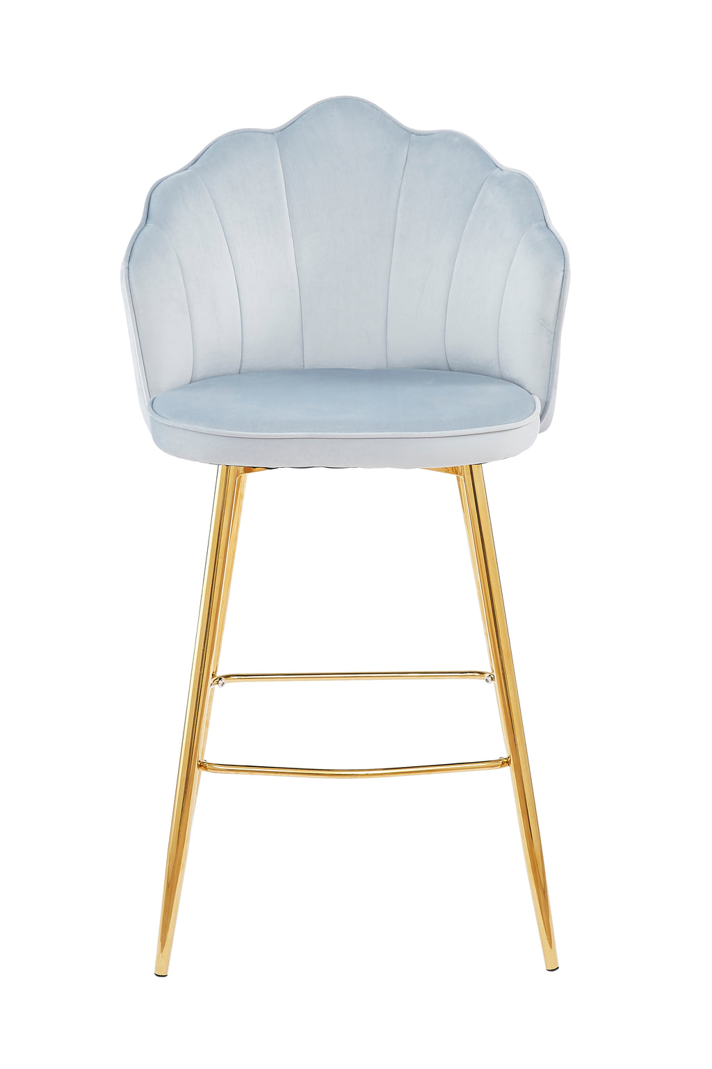 Sales Fever - Barhocker Muscheldesign 2er Set aus Samt Hellgrau