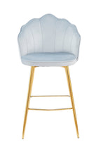 Sales Fever - Barhocker Muscheldesign 2er Set aus Samt Hellgrau
