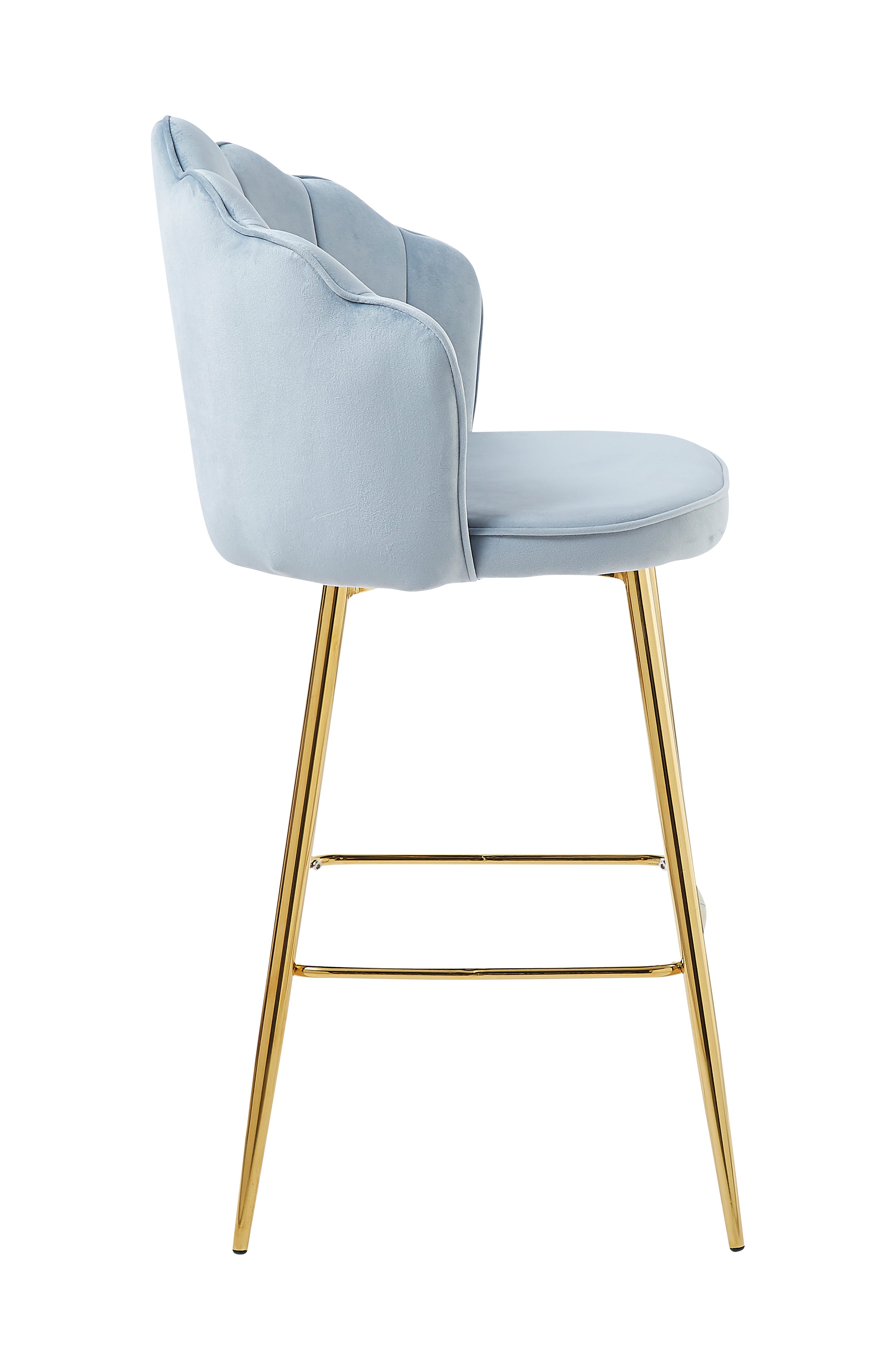 Sales Fever - Barhocker Muscheldesign 2er Set aus Samt Hellgrau