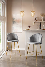 Sales Fever - Barhocker Muscheldesign 2er Set aus Samt Hellgrau