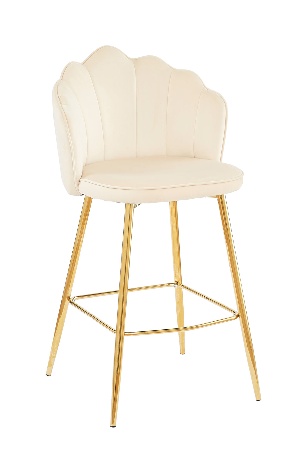 Sales Fever - Barhocker Muscheldesign 2er Set aus Samt Beige