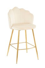 Sales Fever - Barhocker Muscheldesign 2er Set aus Samt Beige