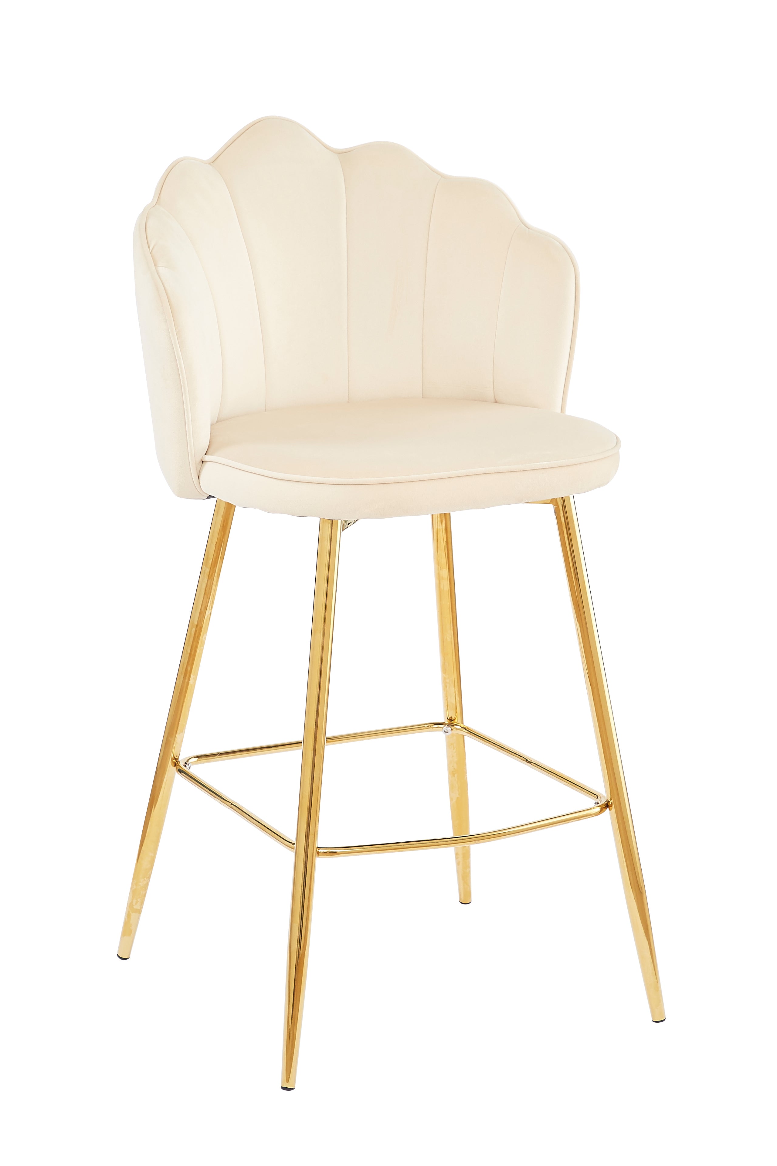 Sales Fever - Barhocker Muscheldesign 2er Set aus Samt Beige