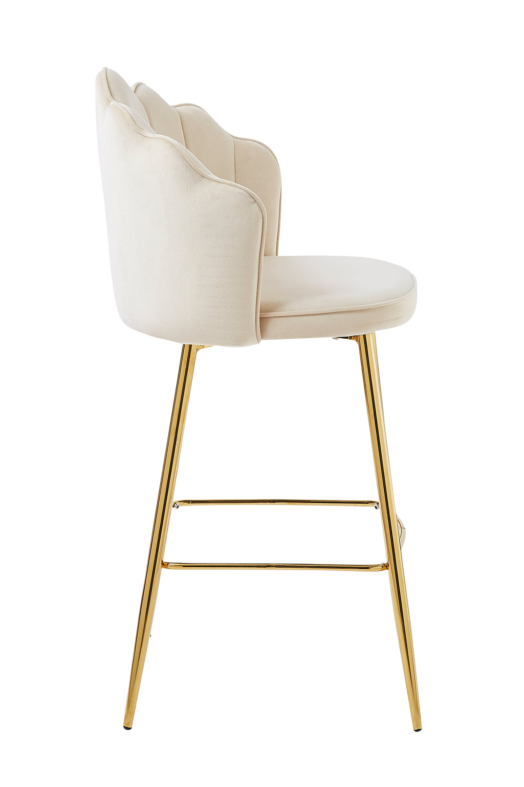 Sales Fever - Barhocker Muscheldesign 2er Set aus Samt Beige