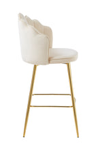 Sales Fever - Barhocker Muscheldesign 2er Set aus Samt Beige