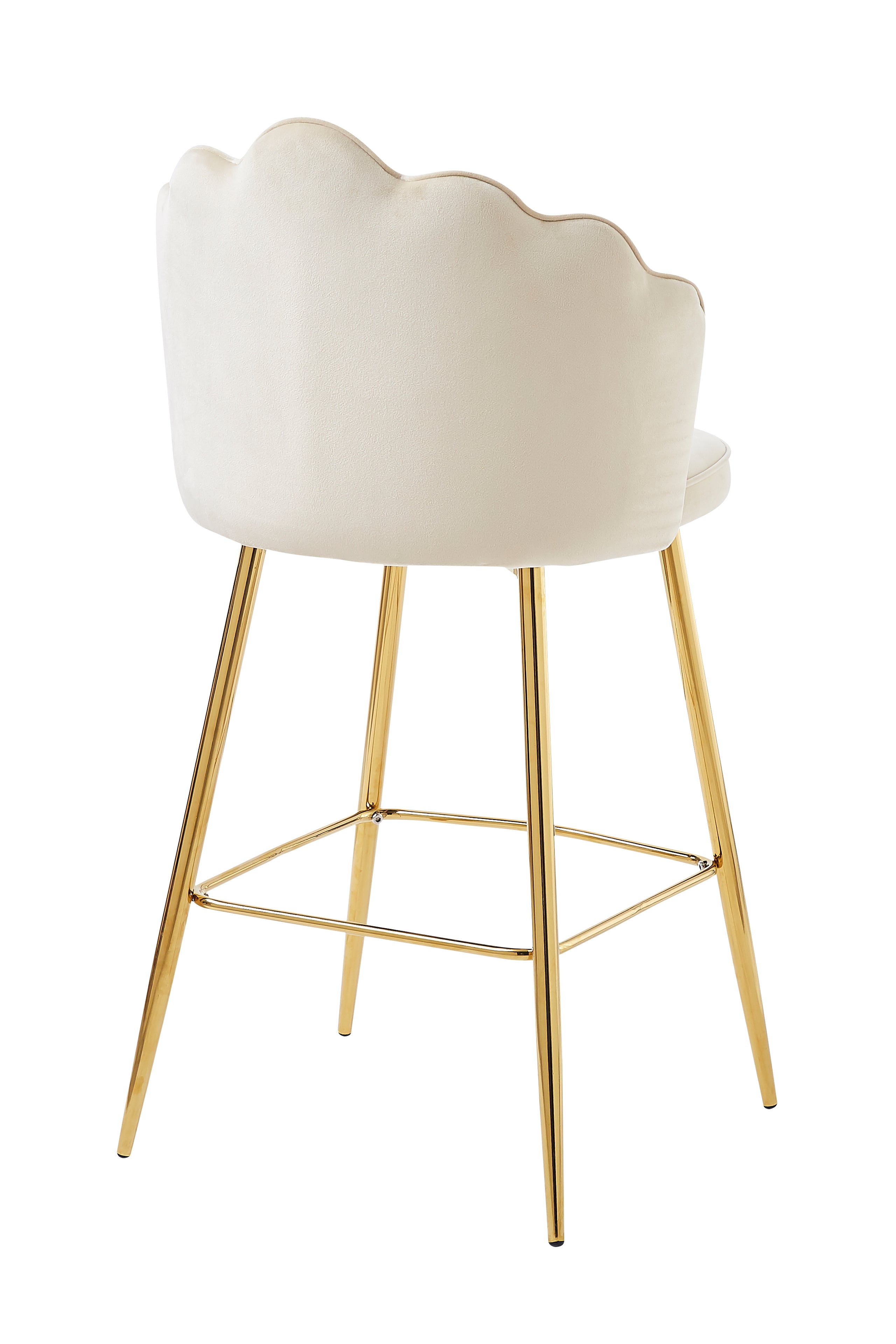 Sales Fever - Barhocker Muscheldesign 2er Set aus Samt Beige