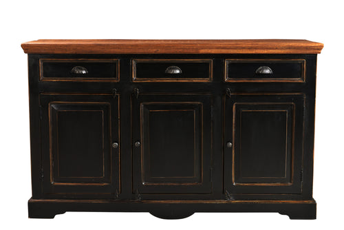 CORSICA Sideboard – Schwarz mit honigfarbiger Deckplatte