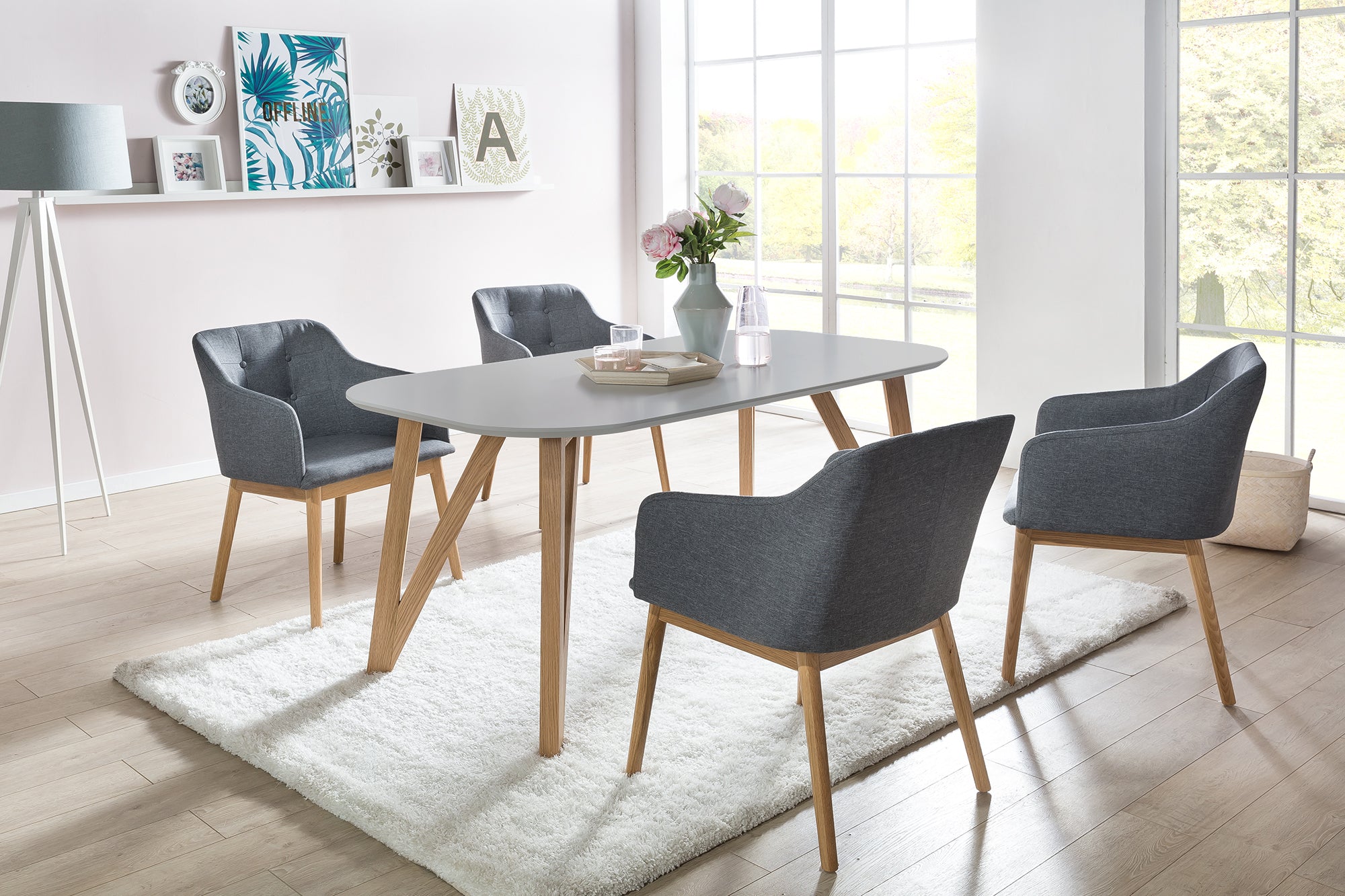 Sales Fever - Esstisch 200x100x76 cm grau Eiche