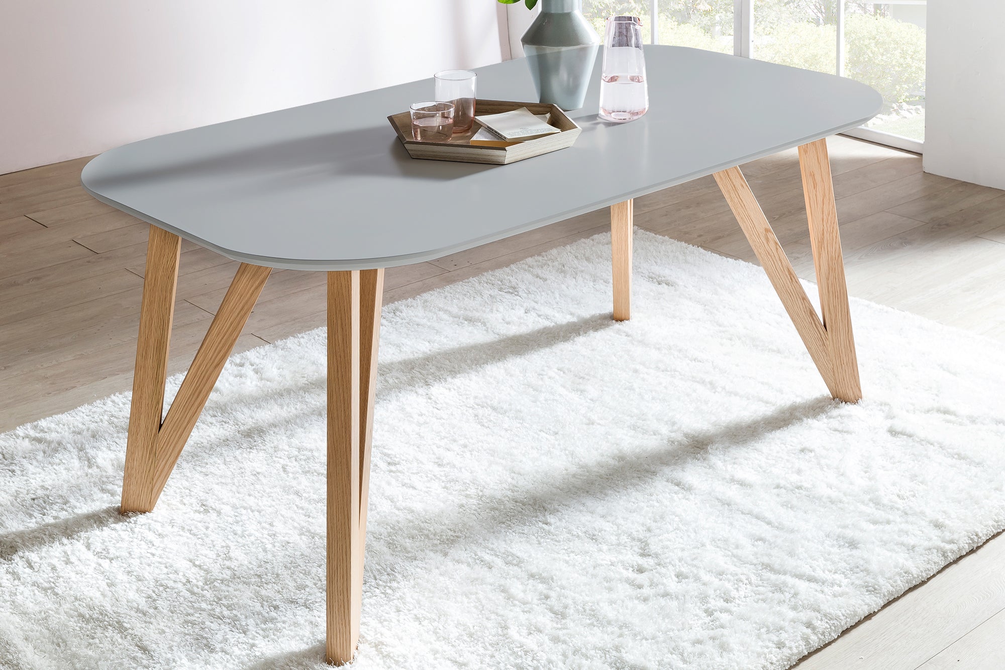 Sales Fever - Esstisch 200x100x76 cm grau Eiche