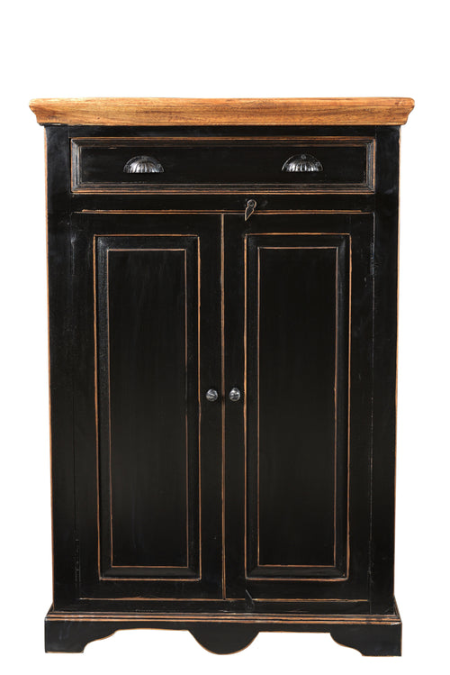 CORSICA Highboard – Schwarz mit honigfarbiger Deckplatte