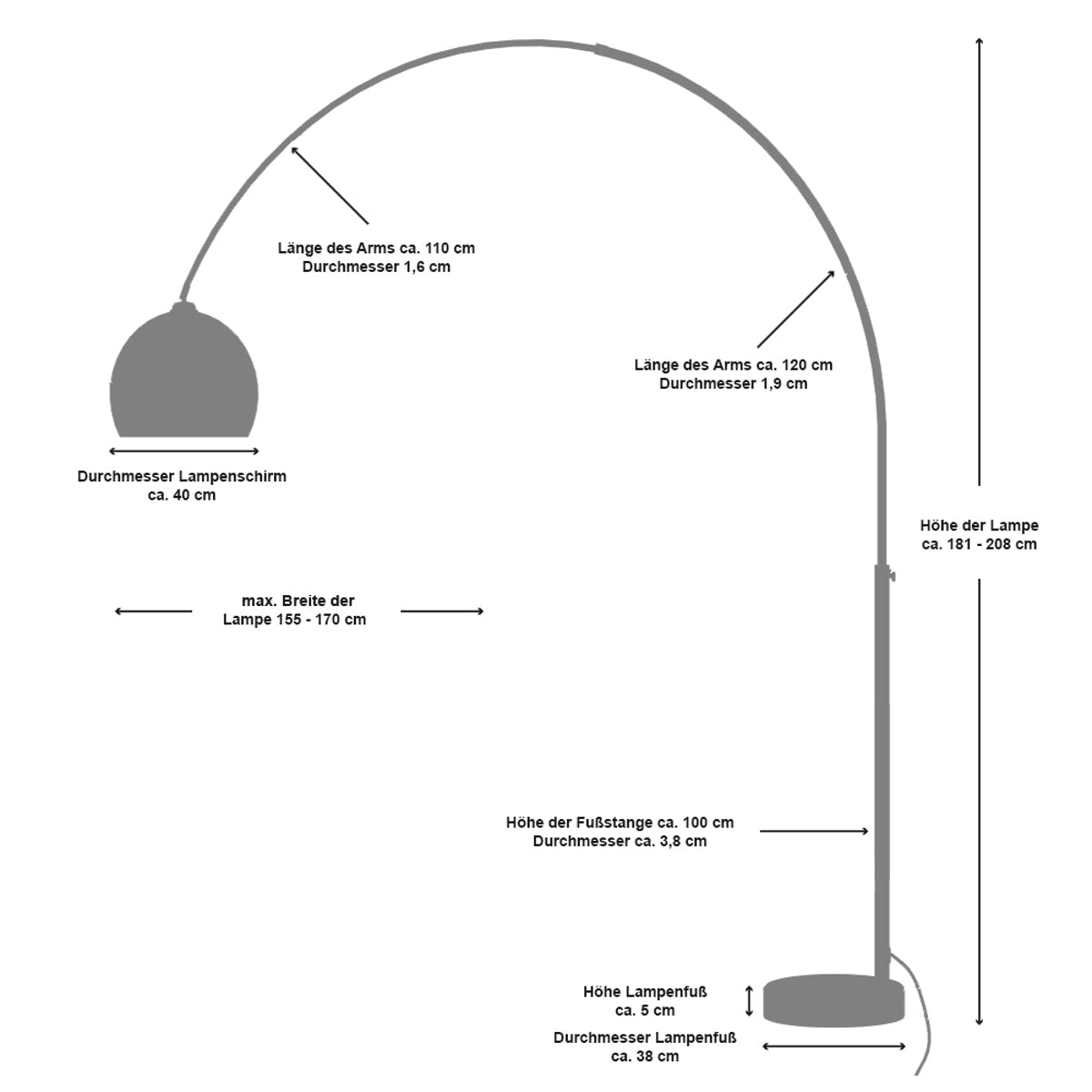 Sales Fever - Bogenlampe 208 cm weiß